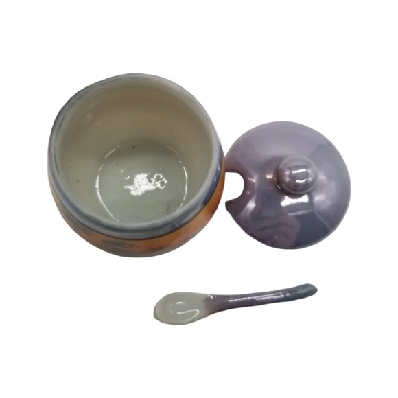 Sunset Japan Condiment Set Salt Pepper Shakers with Lid Jar & Spoon on Tray - Picture 7 of 10